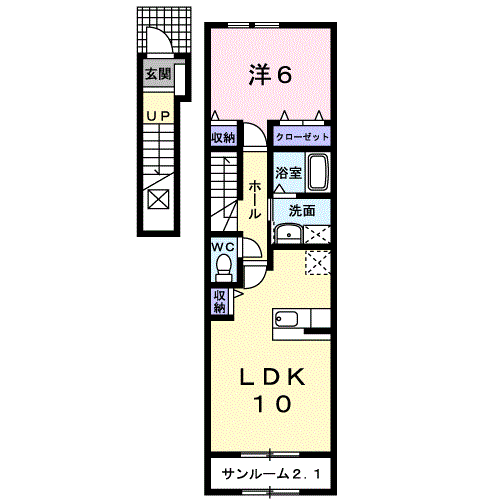 カーサイリーデⅢ(1LDK/2階)の間取り写真