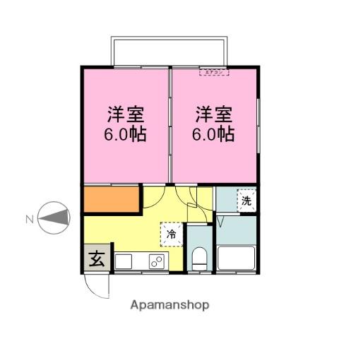 メイプルタウン(2K/2階)の間取り写真