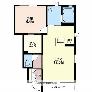 ヴァンベール1128(1LDK/1階)の間取り写真