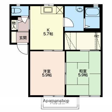 メゾン リュミエールB(2K/1階)の間取り写真