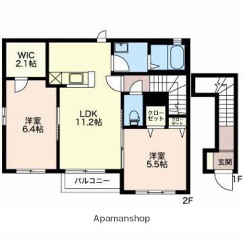 ウエストサイド弐番館(2LDK/2階)の間取り写真