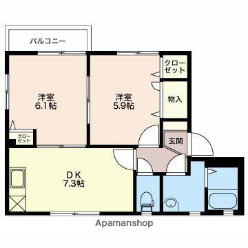 セントエルモスM(2DK/1階)の間取り写真