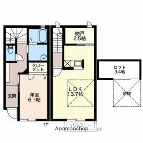 アフタート(1LDK/1階)の間取り写真