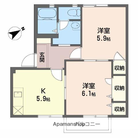 シャルマン(2K/2階)の間取り写真