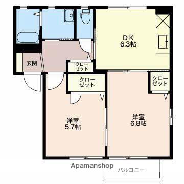 サンモリッツA(2DK/2階)の間取り写真