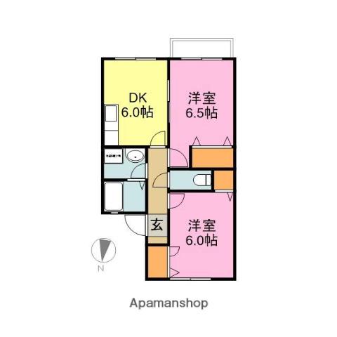 ポテトタウンB(2DK/1階)の間取り写真