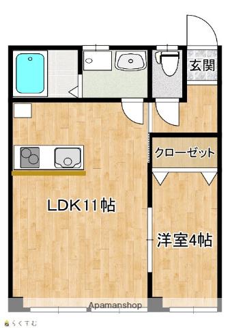 第一戸貴田ビル(1LDK/2階)の間取り写真