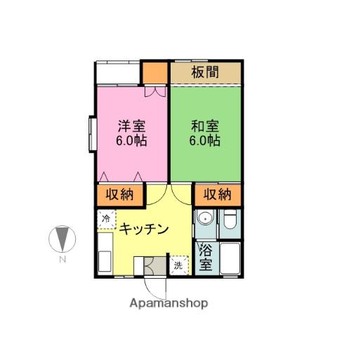 ブロッサム・ヴュー(2DK/2階)の間取り写真