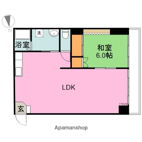 シャングリラ本町(1LDK/2階)の間取り写真