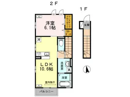 ノヴェル ヴィラ(1LDK/2階)の間取り写真