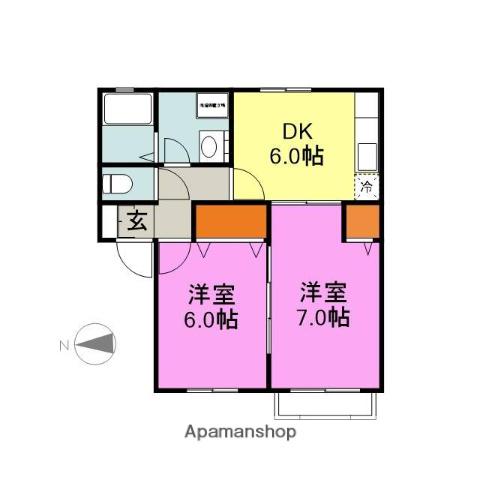 ポテトタウンA(2DK/1階)の間取り写真