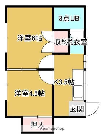 舞ハウス(2K/2階)の間取り写真