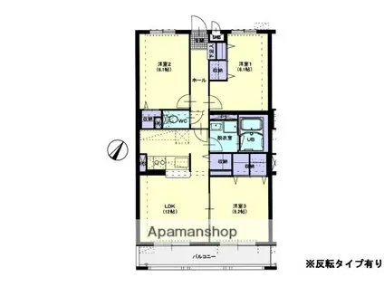 スカイワン(3LDK/3階)の間取り写真