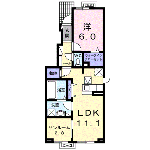 グレイス ヴィラB(1LDK/1階)の間取り写真