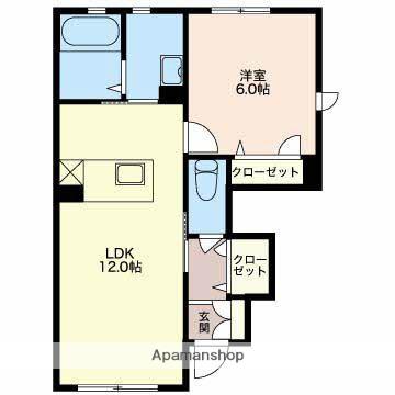 プロヌーヴA(1LDK/1階)の間取り写真