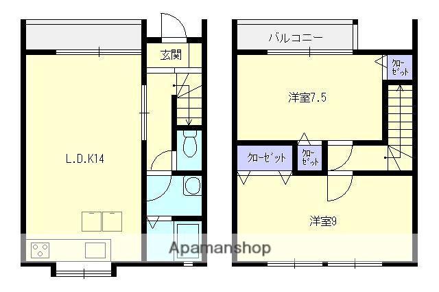 大島タウンハウスB(2LDK/1階)の間取り写真