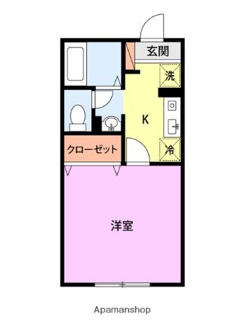 セジュールG(1K/1階)の間取り写真