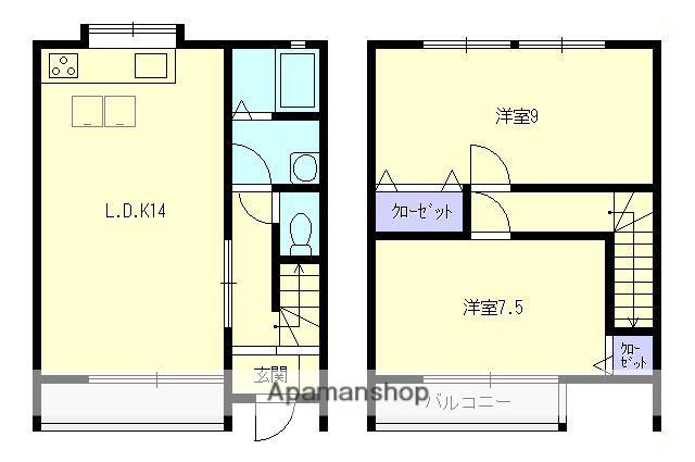 大島タウンハウスA(2LDK/1階)の間取り写真