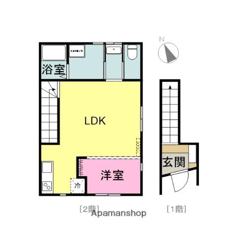 ラポール太田B棟(1LDK/2階)の間取り写真