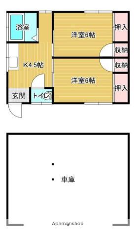 コーポパルⅡ(2K/2階)の間取り写真