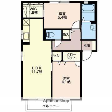 ピースヴィラ 4(2LDK/2階)の間取り写真