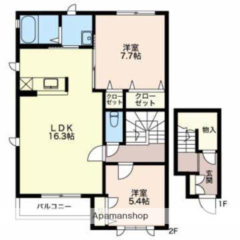 ガーデンシティ長倉E(2LDK/2階)の間取り写真