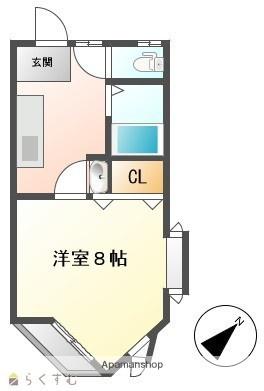 ファミーユ宮下C(1K/2階)の間取り写真