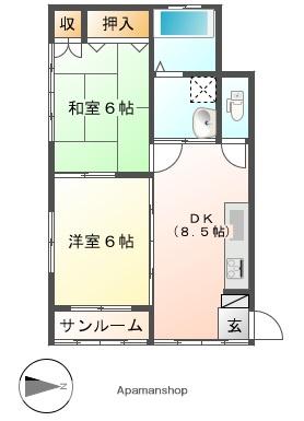 FERICIDADE(2DK/1階)の間取り写真