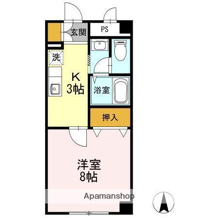 アバンウェル細貝(1K/4階)の間取り写真