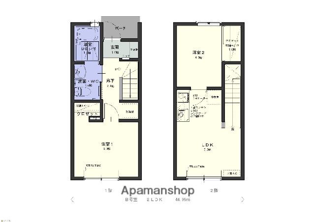 CASA LUCCA(2DK/1階)の間取り写真