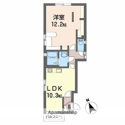 カーサしなの(2LDK/1階)の間取り写真