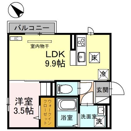 DーRООМ宮原Ⅱ(1LDK/1階)の間取り写真