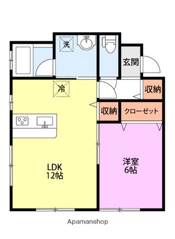 メイセ・ティオ(1LDK/2階)の間取り写真