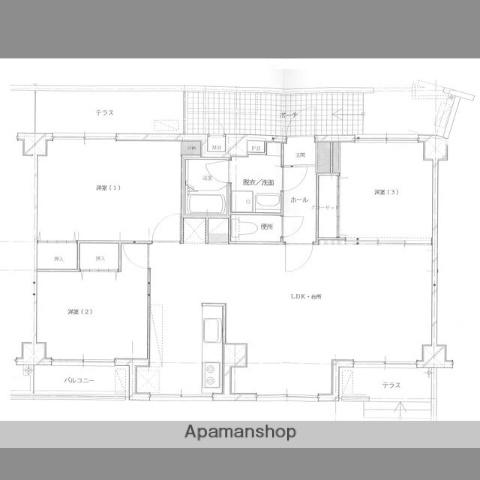 マンションリバーインイースト(3LDK/1階)の間取り写真