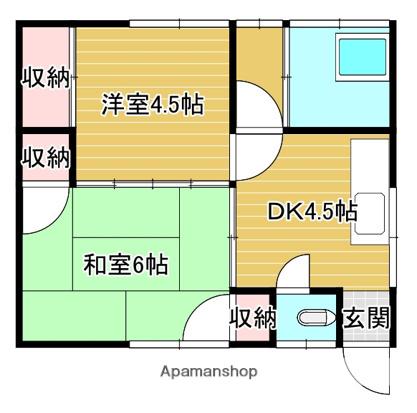 コーポパルⅠ(2K/2階)の間取り写真