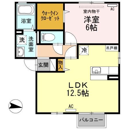 エイレネ(1LDK/2階)の間取り写真