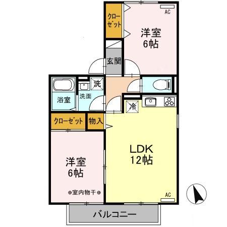 ヴィラグレイスⅠ(2LDK/2階)の間取り写真