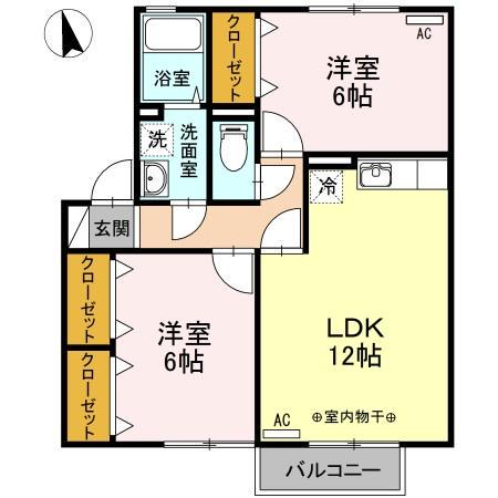 ウイズユーA・B(2LDK/2階)の間取り写真