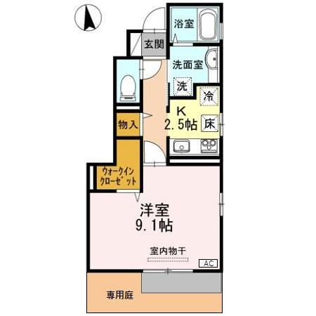 ノヴェル ヴィラ(1K/1階)の間取り写真