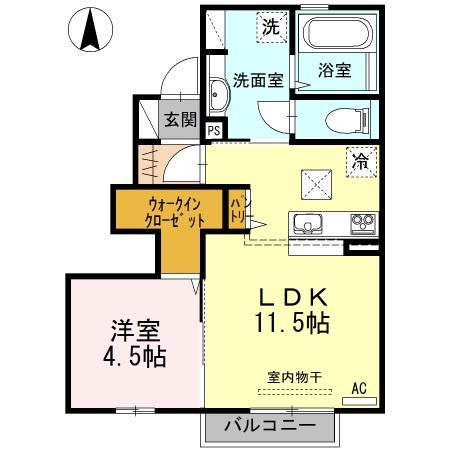 リバーサイド駅東(1LDK/1階)の間取り写真