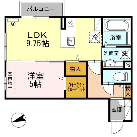 グランツA(1LDK/2階)の間取り写真
