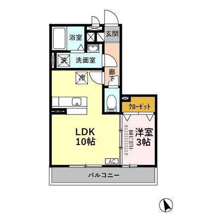 ル・レクチエ(1LDK/2階)の間取り写真