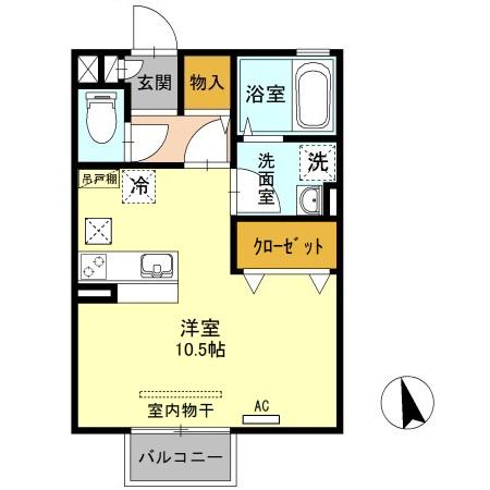 グランメール(ワンルーム/1階)の間取り写真