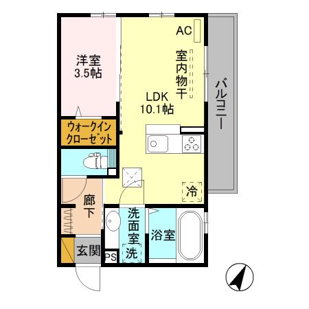 セブン アウルズ Ⅲ(1LDK/1階)の間取り写真