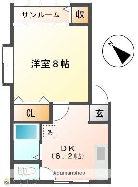 ハイツ希望3(1DK/2階)の間取り写真