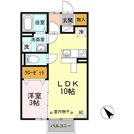 サンモールパレス(1LDK/2階)の間取り写真