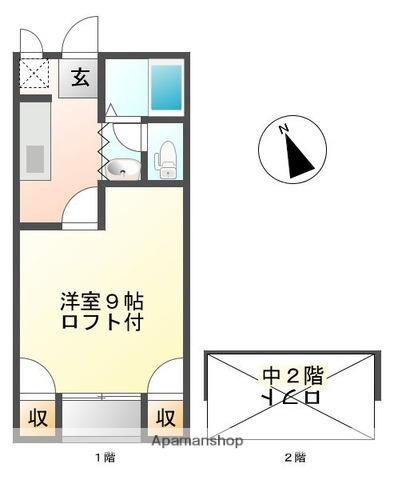 第3 飯茂ハウス(1K/2階)の間取り写真