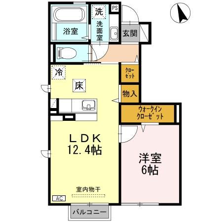 コレージュ・シャン・エスト(1LDK/1階)の間取り写真