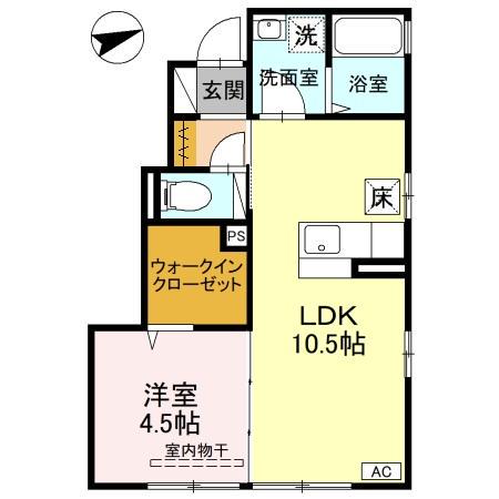 アルカディアS(1LDK/1階)の間取り写真