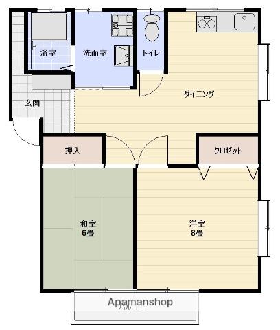 ラポール藤(2DK/2階)の間取り写真